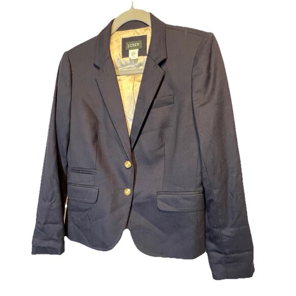 J Crew Womens Schoolboy Wool Blazer Sz 4 Navy 2 Button Classic Preppy Old Money - Picture 1 of 10